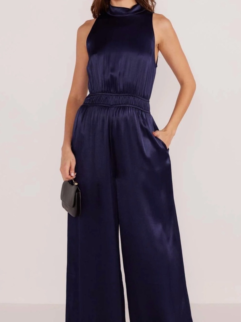 MINKPINK Lumina High Neck Wide-Leg Jumpsuit - Navy